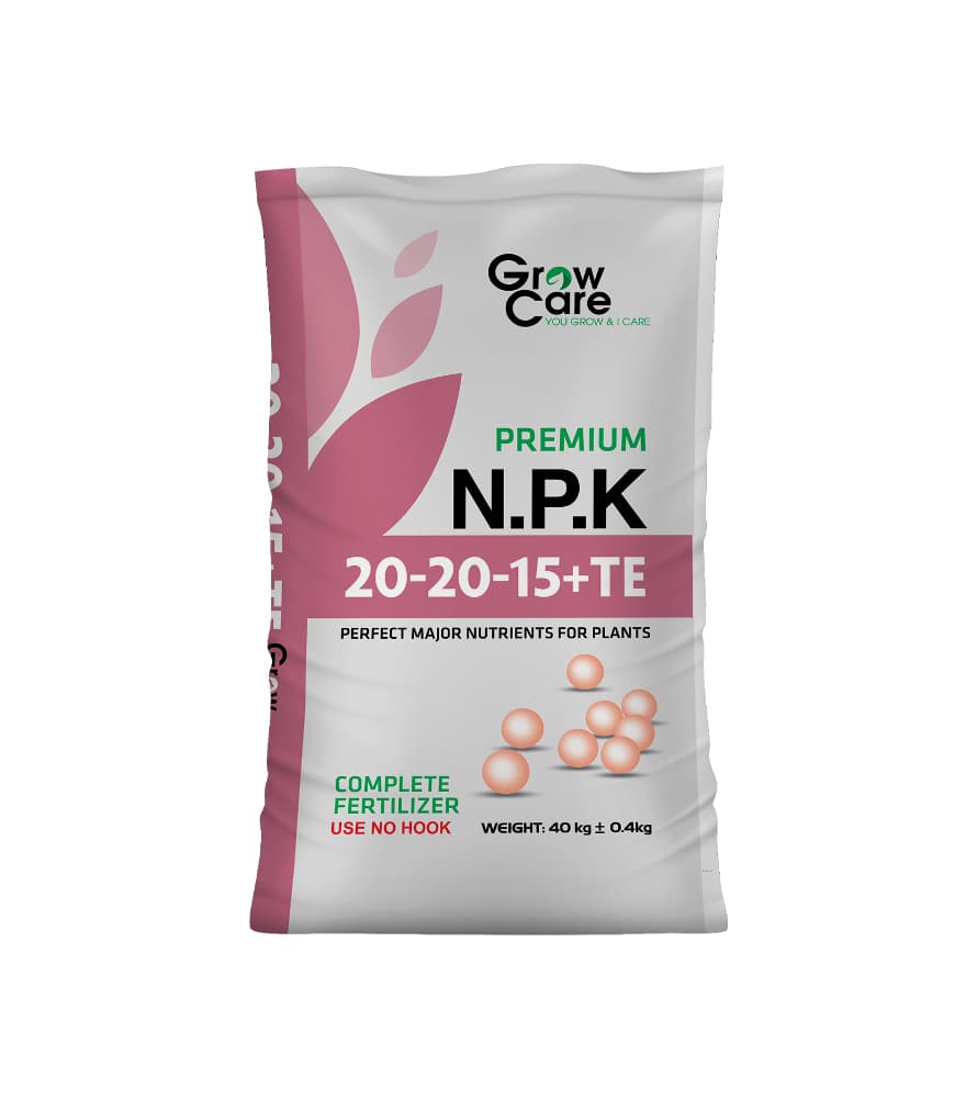 Bao phân bón NPK 20-20-15+TE 40kg màu hồng nhạt mặt trước