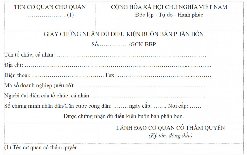 3.2. Application Dossier for the Certificate of Eligibility for Fertilizer Trading