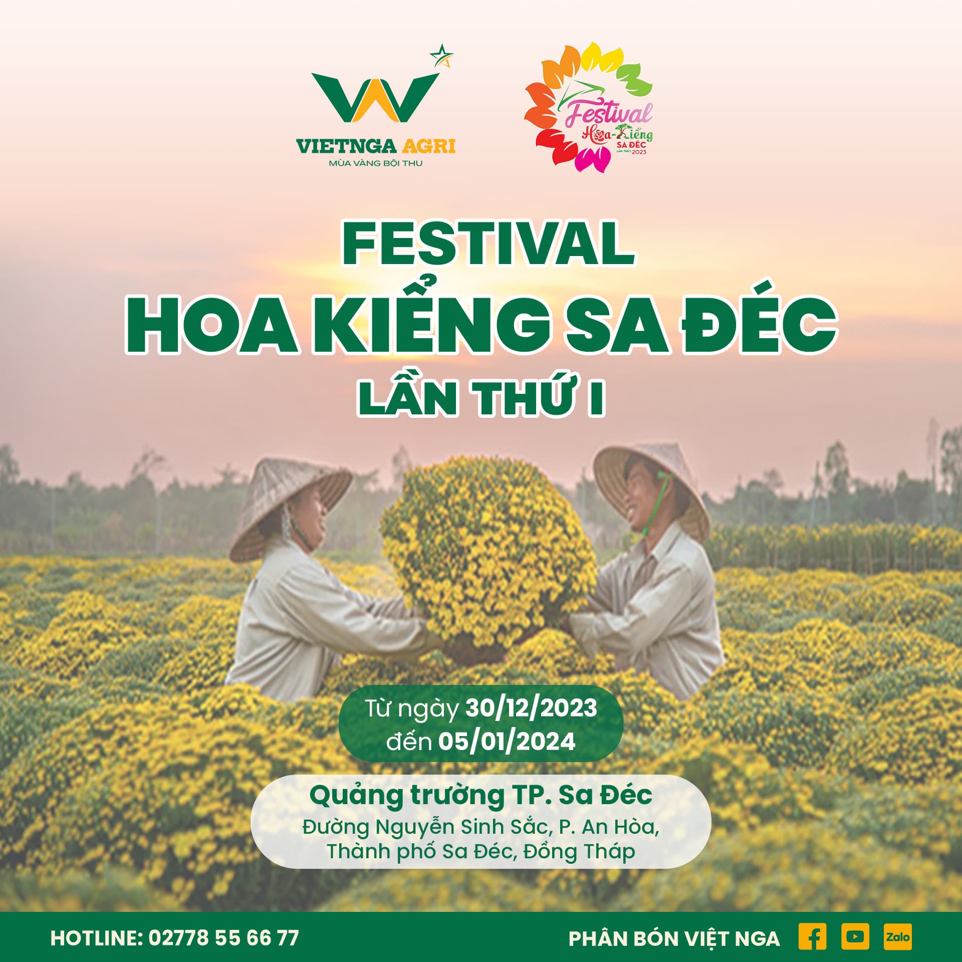 Viet Nga Fertilizer រួមដំណើរជាមួយពិធីបុណ្យផ្កា និងរុក្ខជាតិតុបតែងទីក្រុង Sa Dec លើកទី១