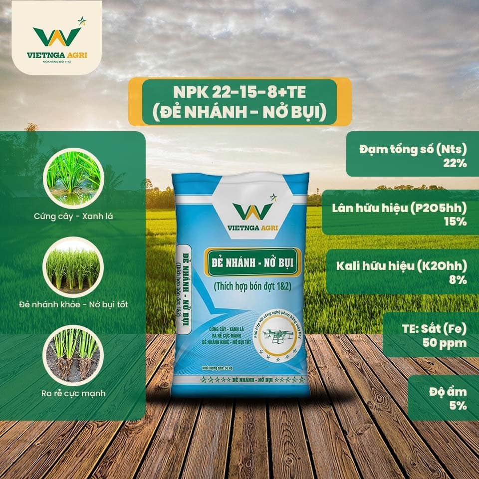 Specialized fertilizer for rice: NPK 22-15-8 +TE