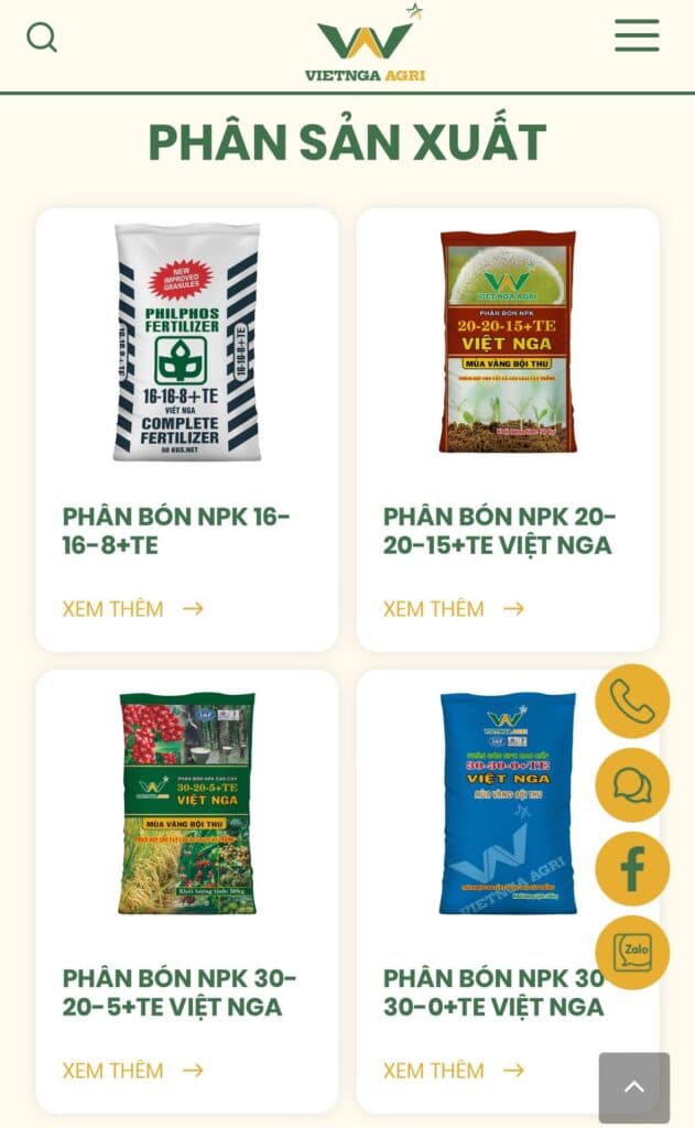 Fertilizer produced by Viet Nga Fertilizer Company