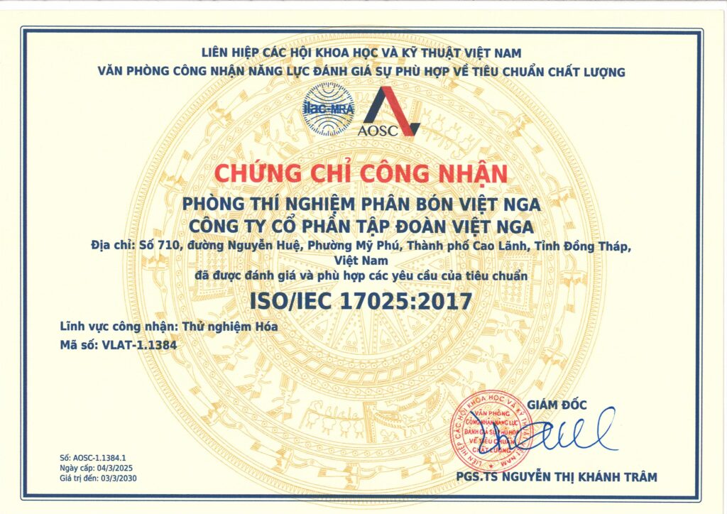 Áp Dụng Công Nghệ Hiện Đại Vào Quá Trình Nghiên Cứu Phòng thí nghiệm Phân Bón Việt Nga đạt tiêu chuẩn ISO 17025:2017