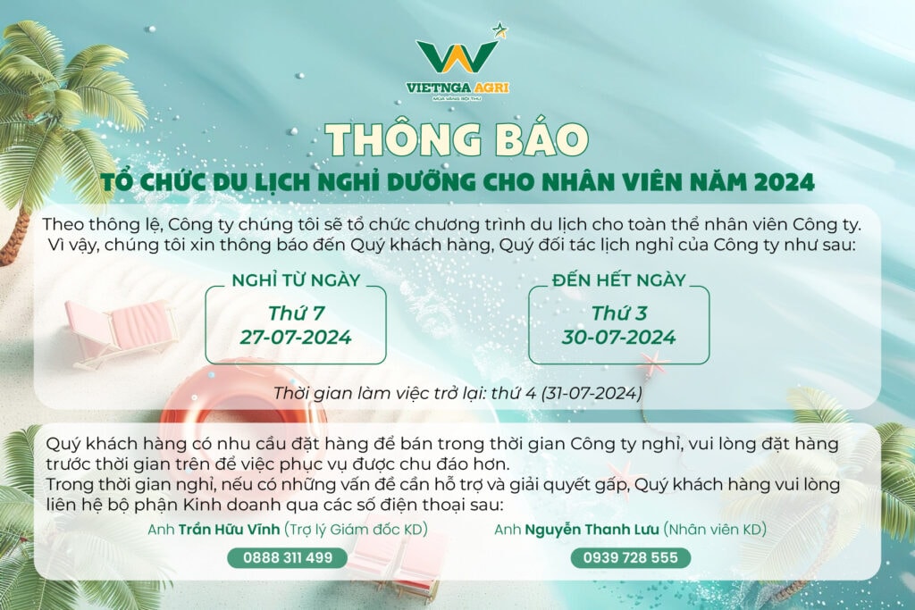 Thông Báo Lịch Nghỉ Du Lịch Cho Nhân Viên 2024 thông báo lịch nghỉ du lịch