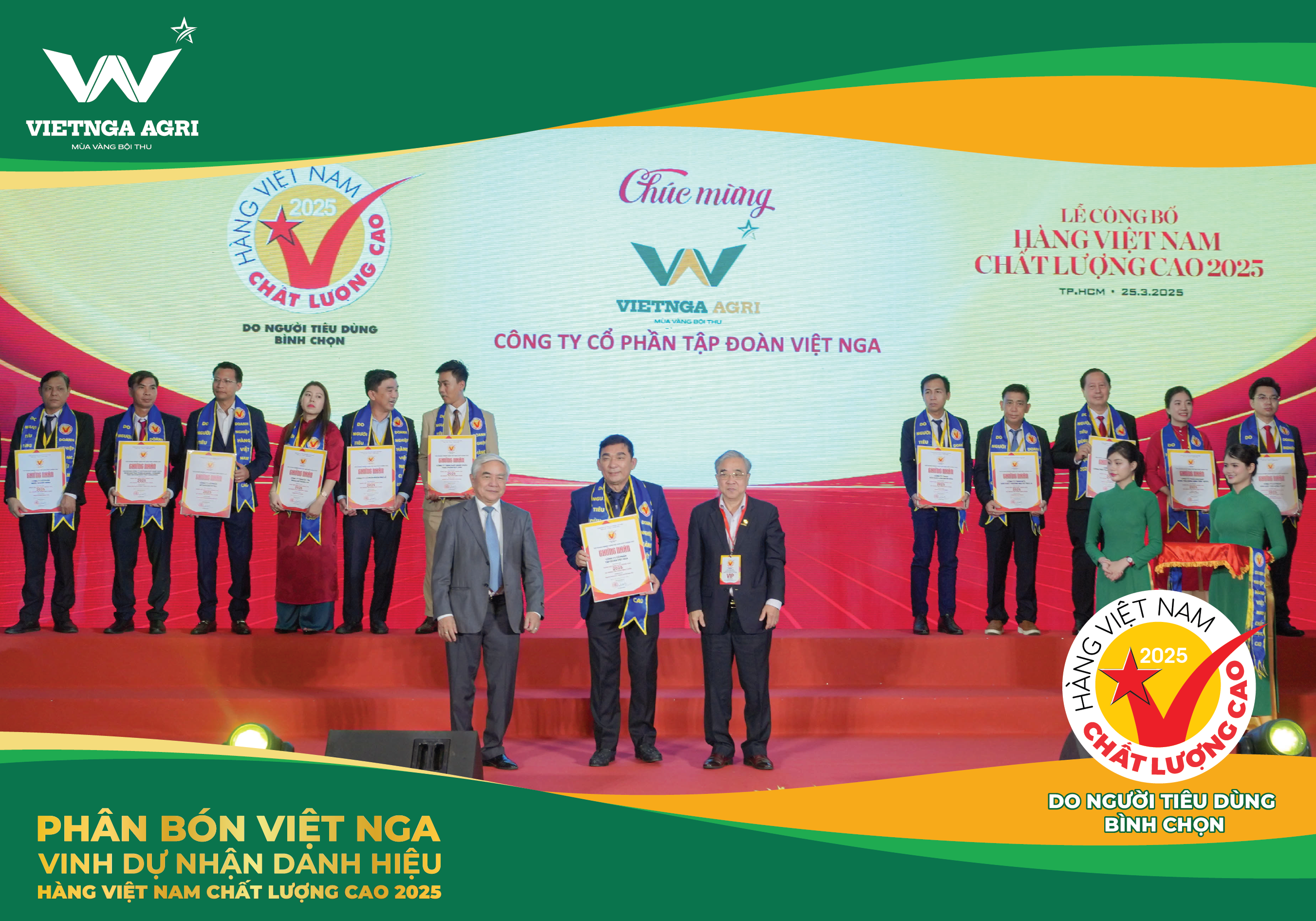 Ông Phạm Minh Việt, Chủ tịch Hội đồng Quản trị Công Ty Cổ Phần Tập Đoàn Việt Nga nhận danh hiệu Hàng Việt Nam Chất Lượng Cao năm 2025